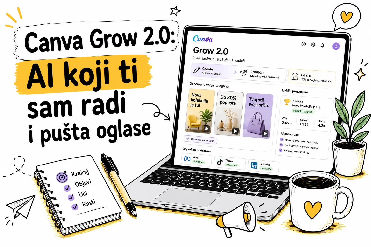 Canva Grow 2.0: AI koji ti sam radi i pušta oglase