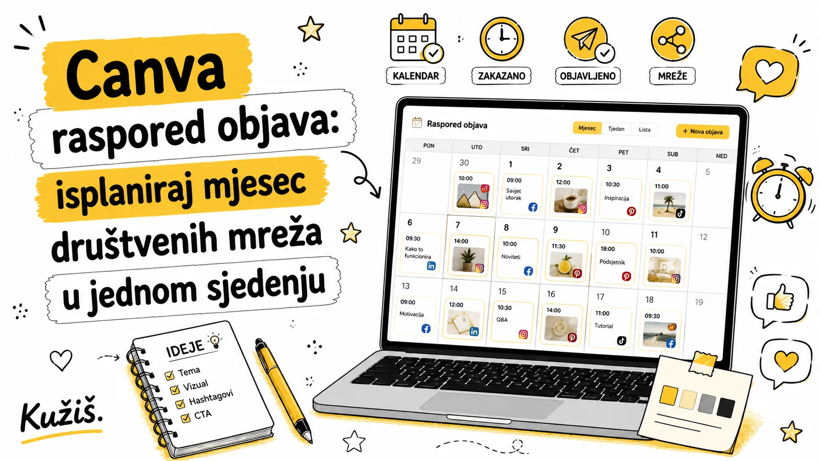 Canva raspored objava: isplaniraj mjesec društvenih mreža u jednom sjedenju