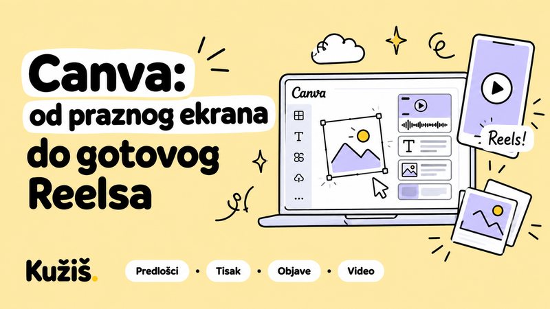 Naslovnica tečaja Canva: od praznog ekrana do gotovog Reelsa