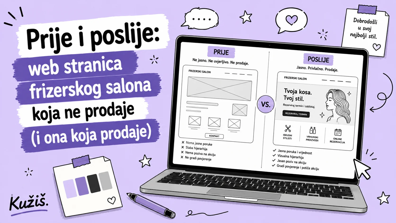 Prije i poslije: web stranica frizerskog salona koja ne prodaje (i ona koja prodaje)
